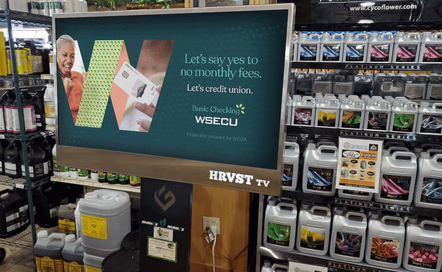 Promotional banner for WSECU's Cash Back Checking account, highlighting benefits of earning cash back with a call to action to apply today. Features a modern design with vibrant text and a clear branding statement.