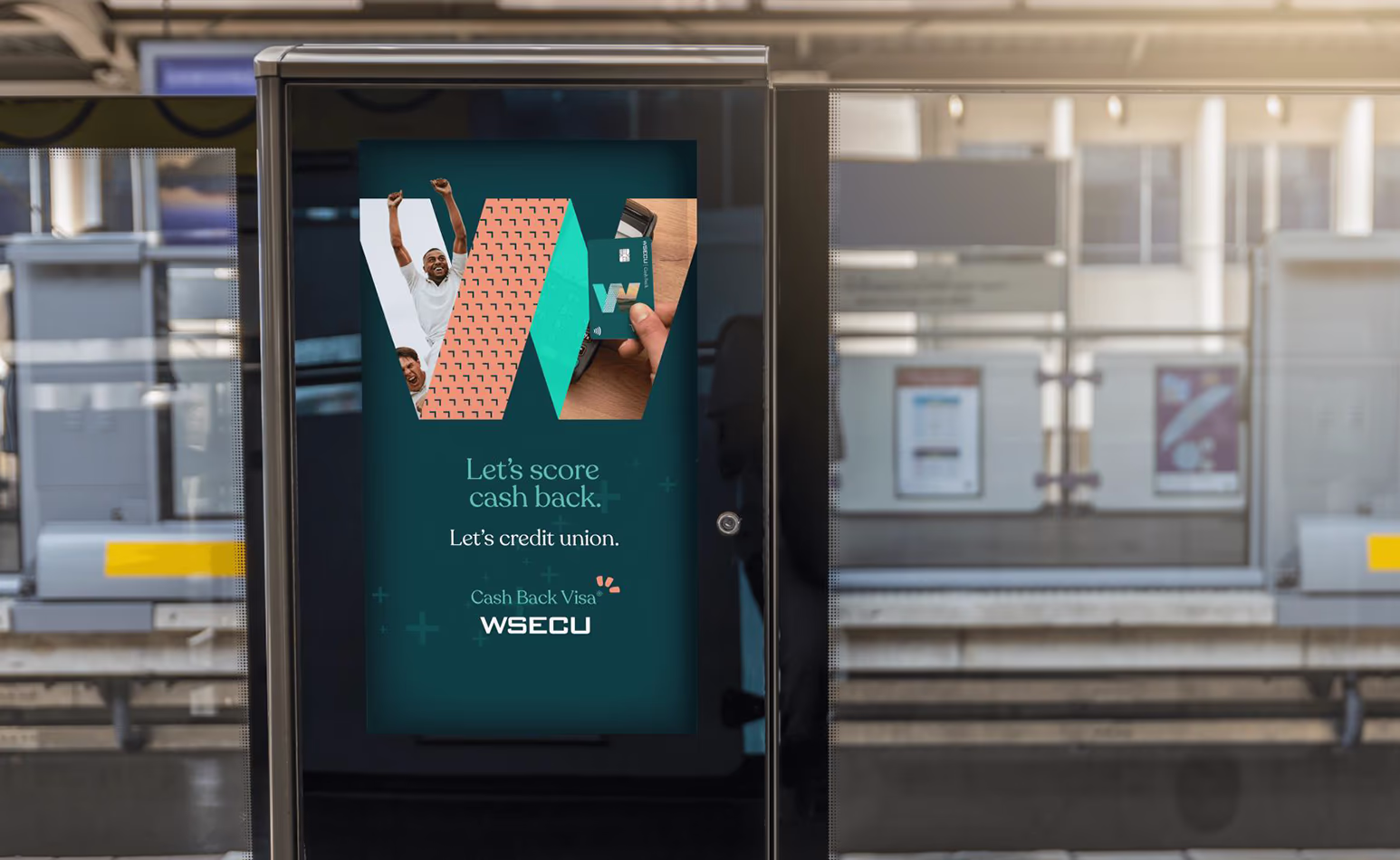 Promotional banner for WSECU's Cash Back Checking account, highlighting benefits of earning cash back with a call to action to apply today. Features a modern design with vibrant text and a clear branding statement.