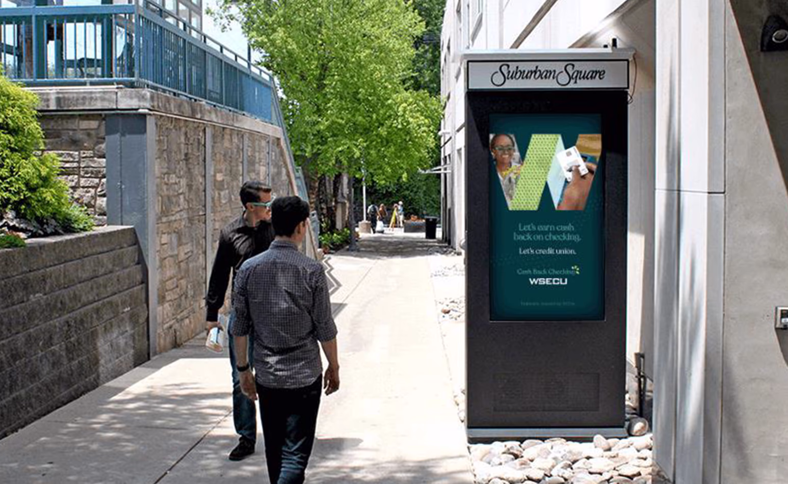 Promotional banner for WSECU's Cash Back Checking account, highlighting benefits of earning cash back with a call to action to apply today. Features a modern design with vibrant text and a clear branding statement.